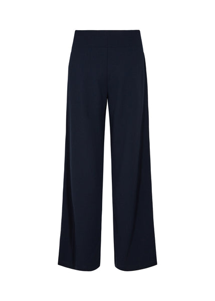 Soyaconcept High Waisted Wide Leg Trousers in Navy