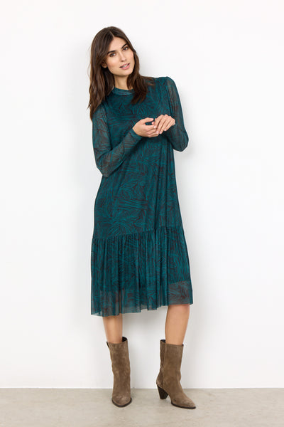 Soyaconcept Patterned Mesh Dress in Green