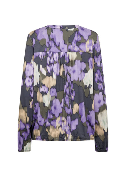 Soyaconcept Abstract Floral V-Neck Blouse in Lilac