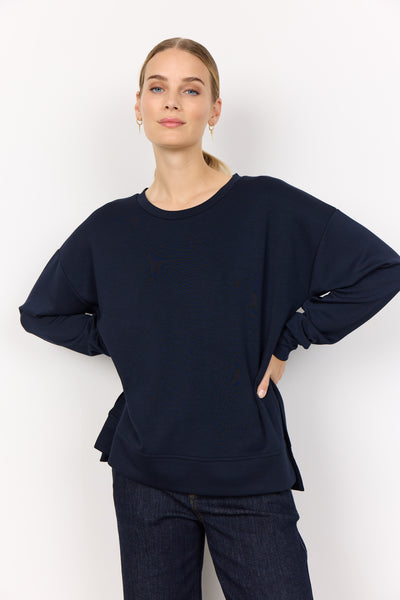 SOYACONCEPT Round Neck Sweatshirt in Navy