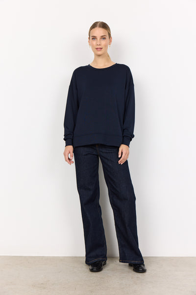 SOYACONCEPT Round Neck Sweatshirt in Navy