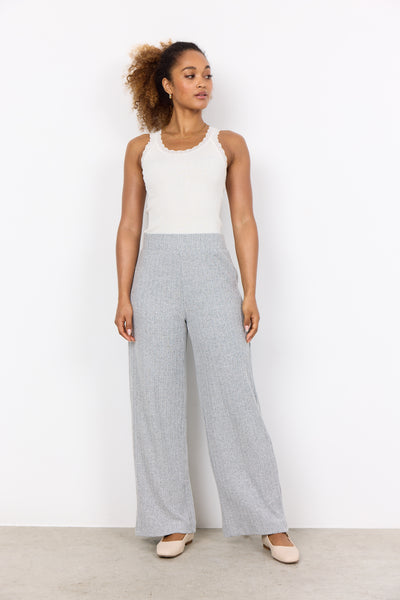 Soyaconcept Knitted Wide Leg Trousers in Light Grey