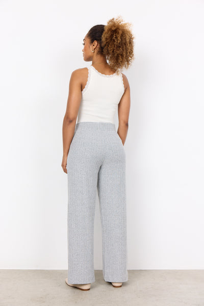 Soyaconcept Knitted Wide Leg Trousers in Light Grey