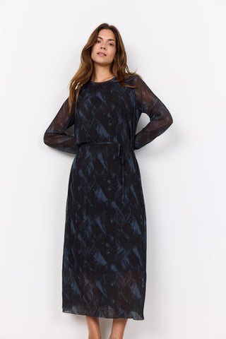 Soyaconcept Long Patterned Mesh Dress in Black