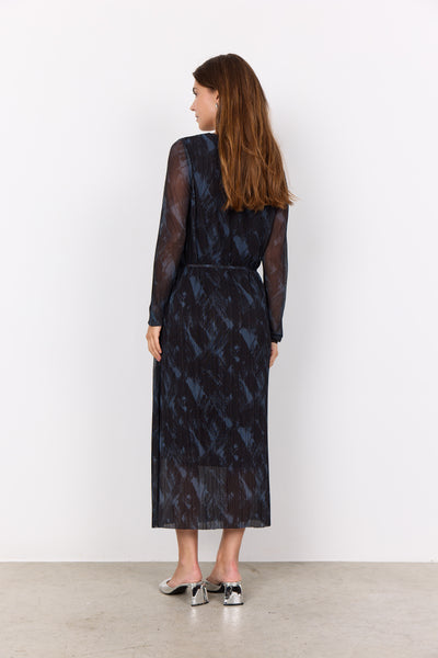 Soyaconcept Long Patterned Mesh Dress in Black