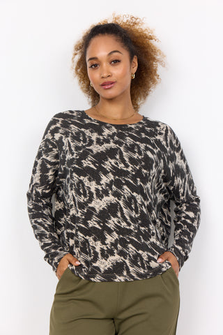 Soyaconcept Patterned Soft Biara Round Neck Top in Cream