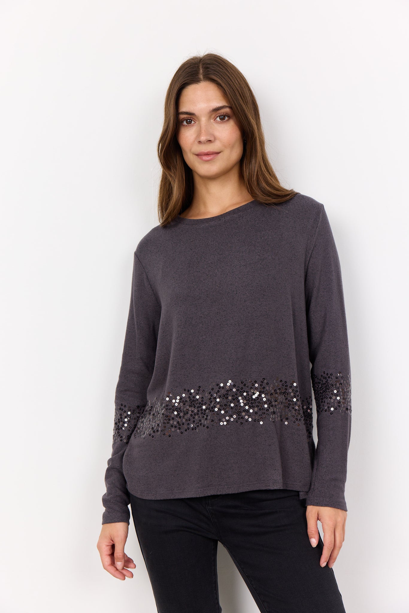 Soyaconcept Soft Biara Sequin Detail Top in Grey