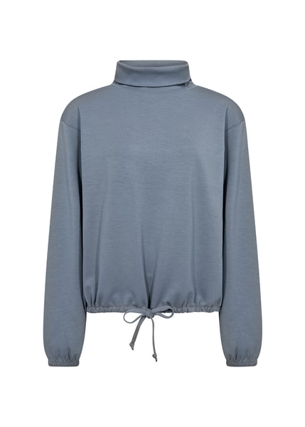 Soyaconcept Roll Neck Drawstring Sweatshirt in Blue