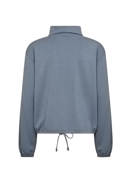 Soyaconcept Roll Neck Drawstring Sweatshirt in Blue