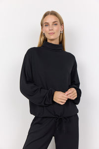 Soyaconcept Roll Neck Drawstring Sweatshirt in Black