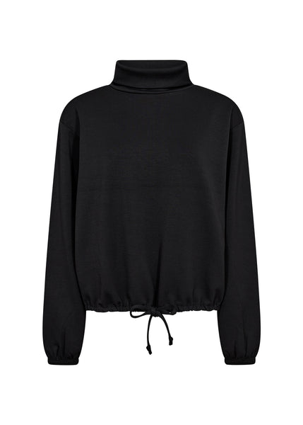 Soyaconcept Roll Neck Drawstring Sweatshirt in Black