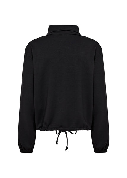 Soyaconcept Roll Neck Drawstring Sweatshirt in Black