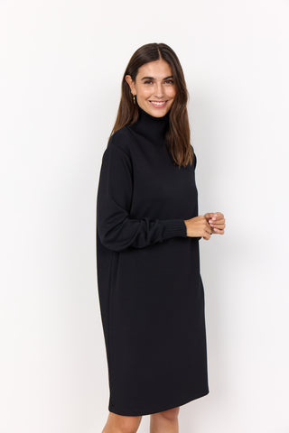 Soyaconcept Roll Neck Midi Dress in Black