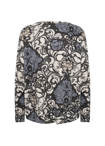 Soyaconcept Floral Soft Biara Round Neck Top in Grey