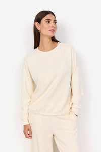 Soyaconcept Round Neck Drawstring Sweatshirt in Cream