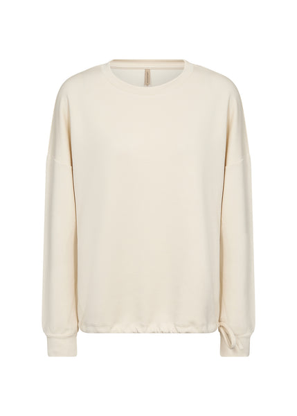 Soyaconcept Round Neck Drawstring Sweatshirt in Cream