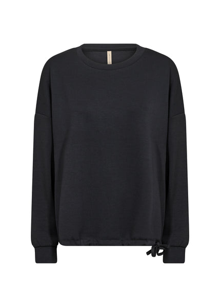 Soyaconcept Round Neck Drawstring Sweatshirt in Black