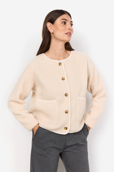 Soyaconcept Teddy Button-Up Cardigan in Cream