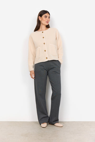 Soyaconcept Teddy Button-Up Cardigan in Cream