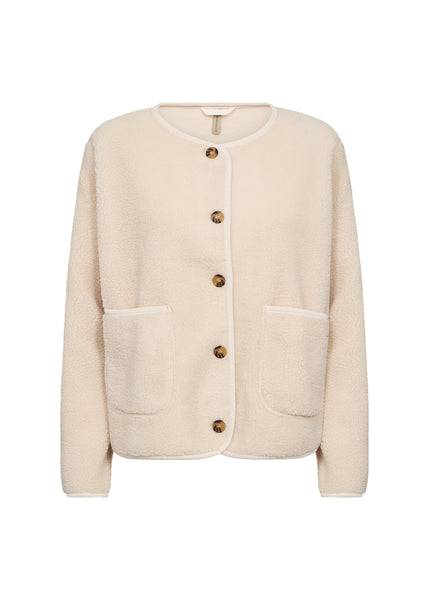 Soyaconcept Teddy Button-Up Cardigan in Cream