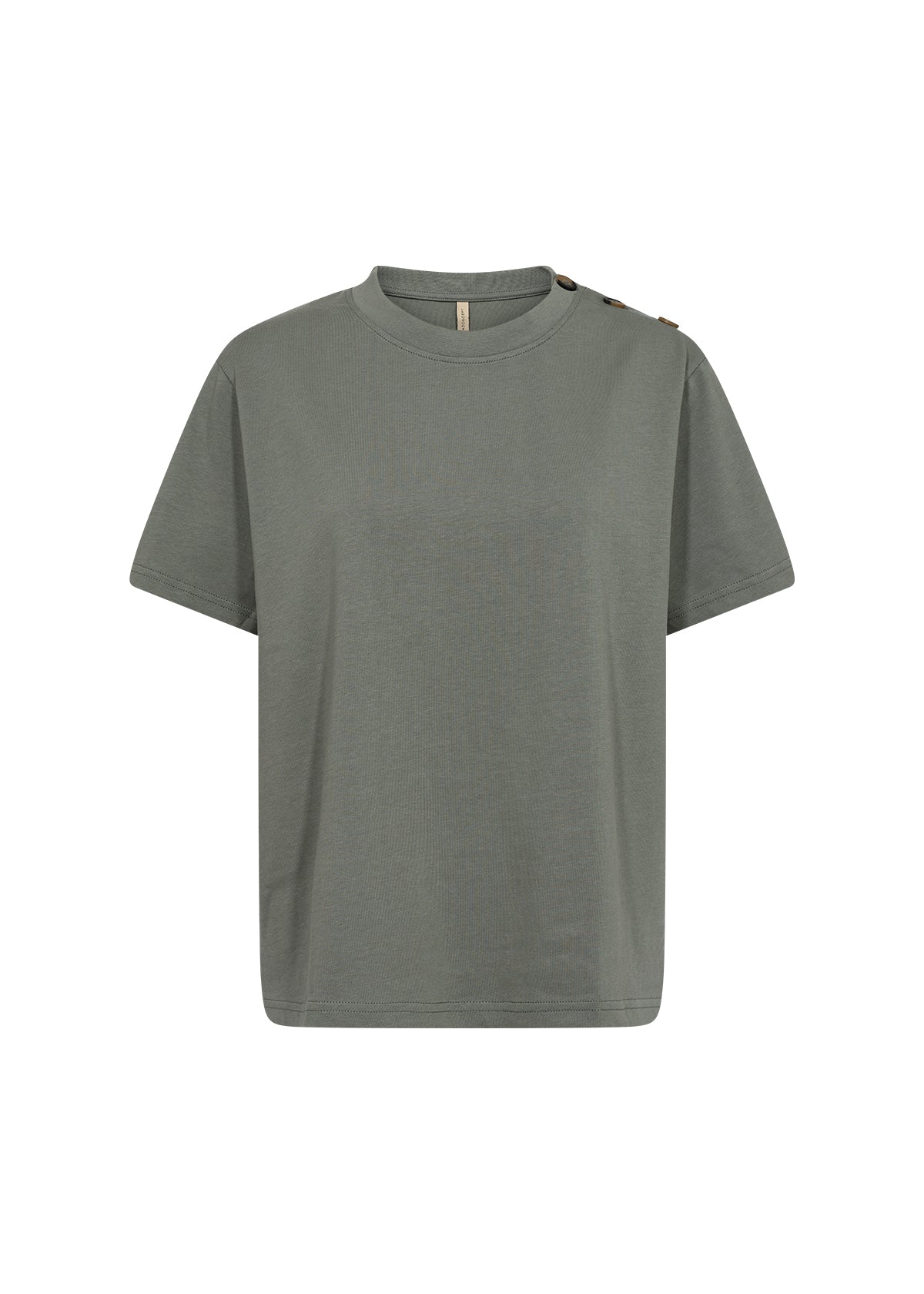 Soyaconcept Button Detail T-Shirt in Khaki Green