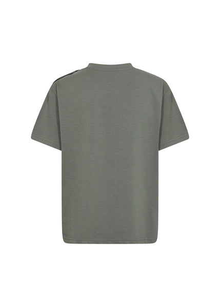 Soyaconcept Button Detail T-Shirt in Khaki Green