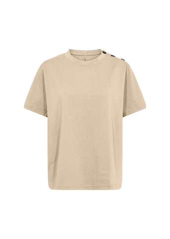 Soyaconcept Button Detail T-Shirt in Beige