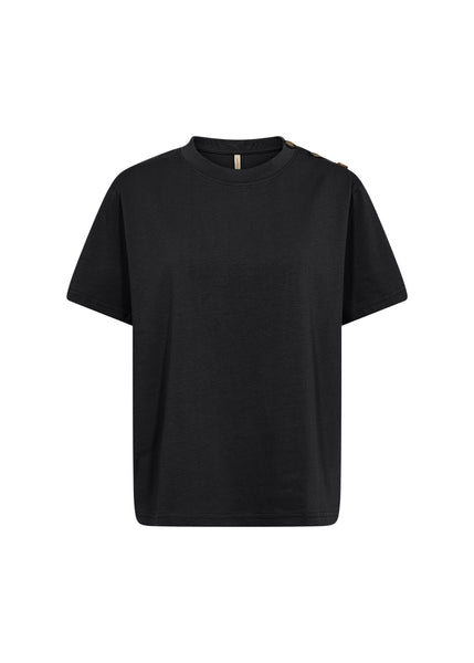 Soyaconcept Button Detail T-Shirt in Black