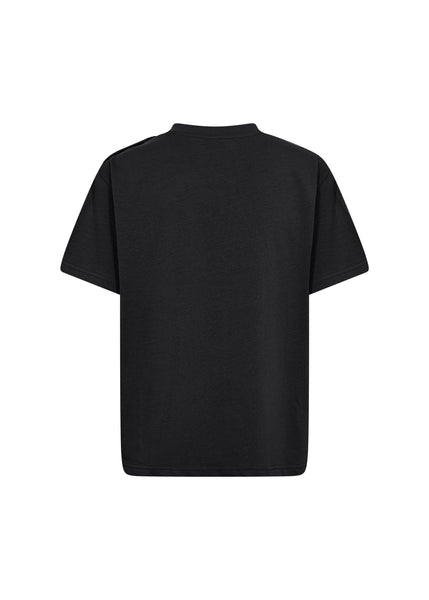 Soyaconcept Button Detail T-Shirt in Black