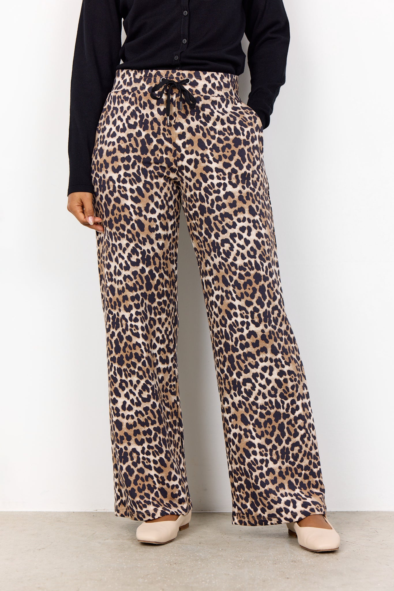 Soyaconcept Wide Leg Leopard Print Joggers