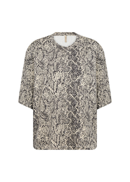 SOYACONCEPT Snake Print T-Shirt in Beige