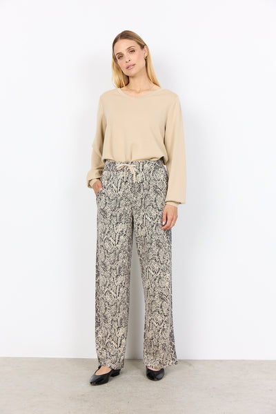 SOYACONCEPT Snake Print Joggers in Beige