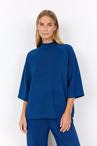 SOYACONCEPT 3/4 Sleeve High Neck Top in Blue