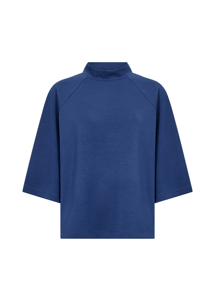 SOYACONCEPT 3/4 Sleeve High Neck Top in Blue