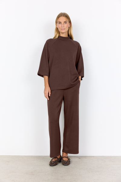 SOYACONCEPT 3/4 Sleeve High Neck Top in Brown