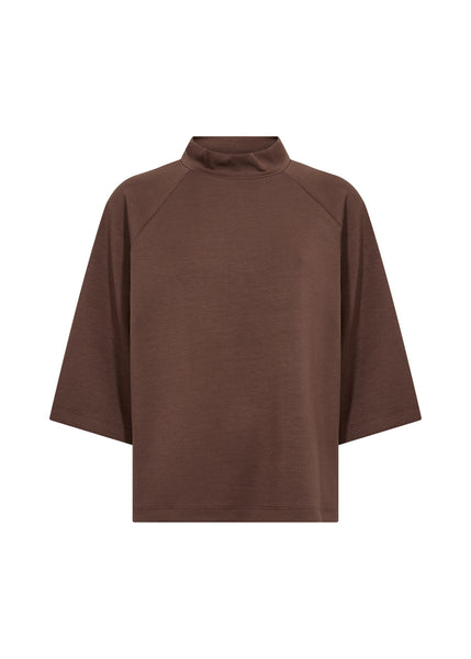 SOYACONCEPT 3/4 Sleeve High Neck Top in Brown