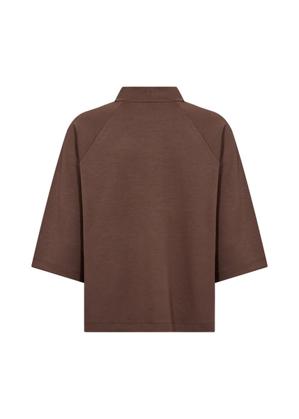 SOYACONCEPT 3/4 Sleeve High Neck Top in Brown