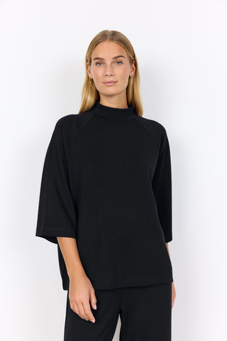 SOYACONCEPT 3/4 Sleeve High Neck Top in Black