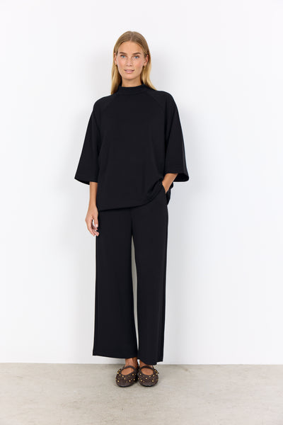 SOYACONCEPT 3/4 Sleeve High Neck Top in Black