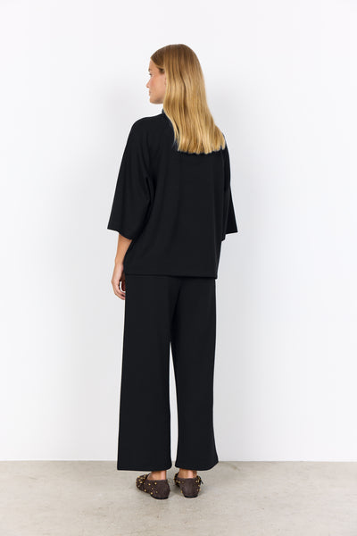 SOYACONCEPT 3/4 Sleeve High Neck Top in Black