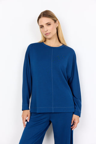 SOYACONCEPT Round Neck Seam Detail Sweatshirt in Blue