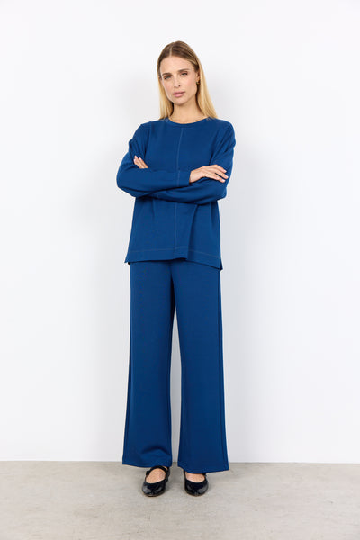 SOYACONCEPT Round Neck Seam Detail Sweatshirt in Blue