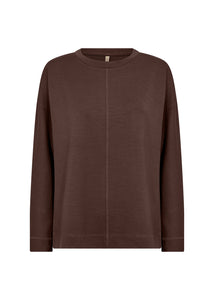 SOYACONCEPT Round Neck Seam Detail Sweatshirt in Brown