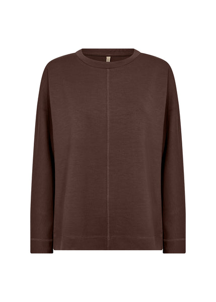 SOYACONCEPT Round Neck Seam Detail Sweatshirt in Brown