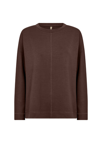 SOYACONCEPT Round Neck Seam Detail Sweatshirt in Brown