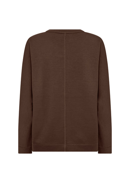 SOYACONCEPT Round Neck Seam Detail Sweatshirt in Brown