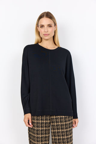 SOYACONCEPT Round Neck Seam Detail Sweatshirt in Black