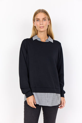 SOYACONCEPT Mock Shirt Sweatshirt in Black