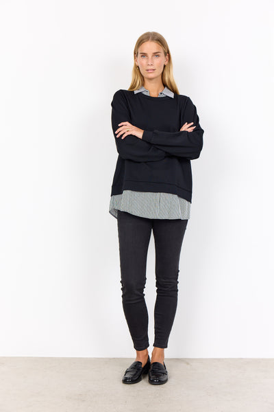 SOYACONCEPT Mock Shirt Sweatshirt in Black