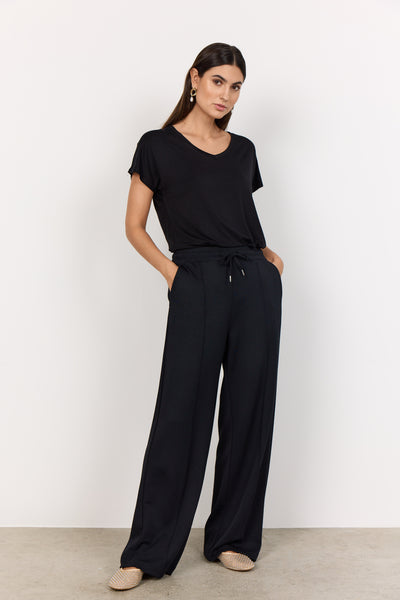 SOYACONCEPT Wide Leg Joggers With Seam in Black